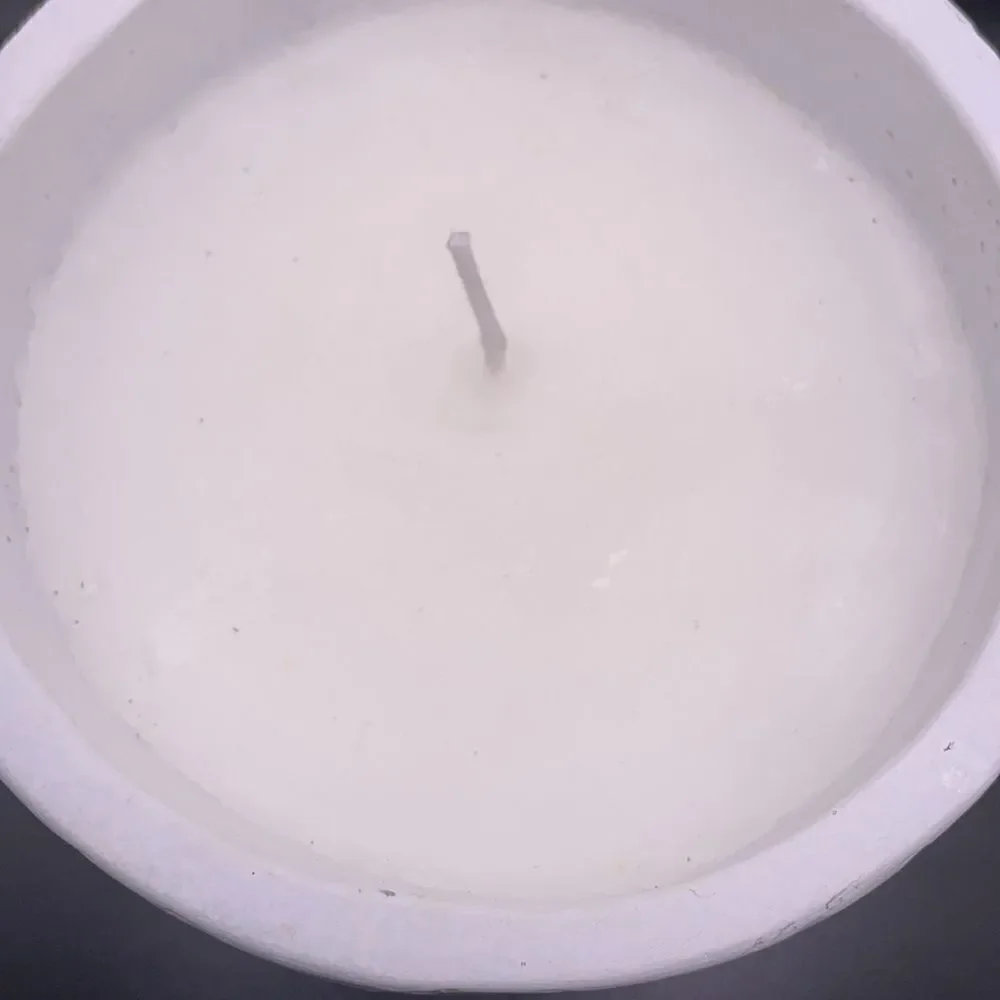Ceramic Candle with Etched Angular Designs Throughout (Very Large Candle!)